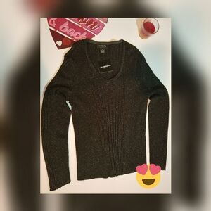 V neck Black metallic sweater